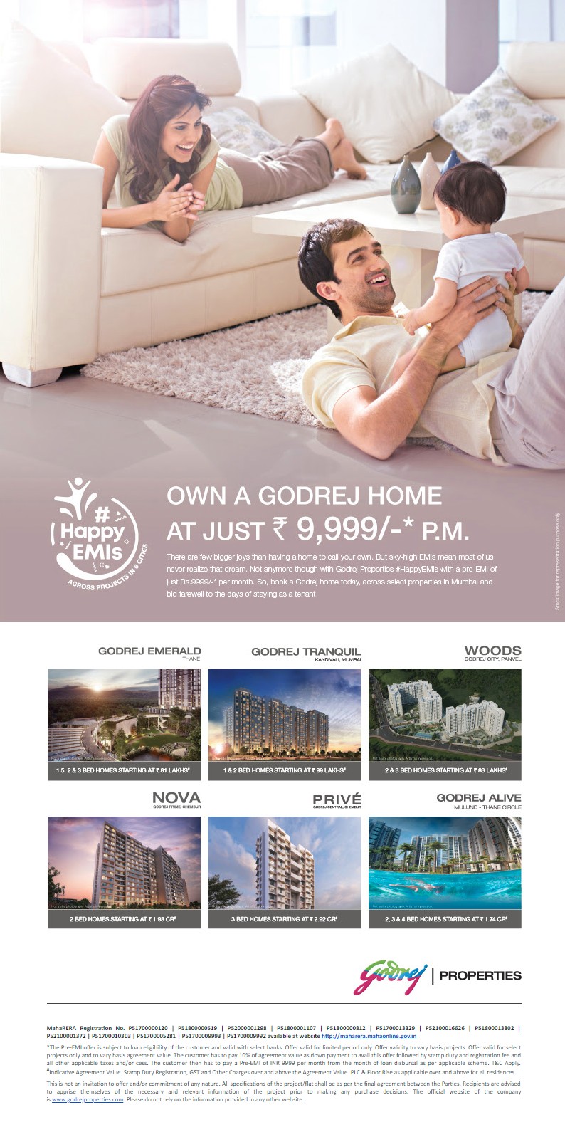 Own a Godrej Home in Mumbai at Rs.9,999 per month with Happy EMIs Scheme